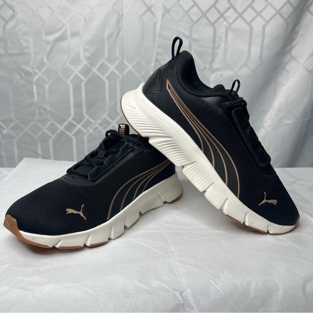 Puma Focus Lite Black Rose Gold Metallic Running Shoes Women's Size 10